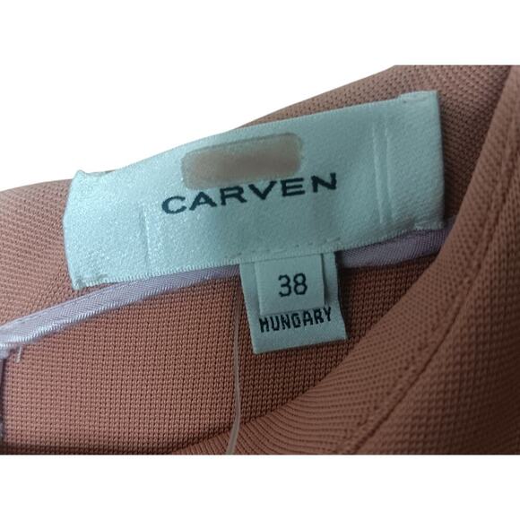 Carven Bois De Rose Crepe Hourglass Crew Dress SZ 38 - Picture 10 of 11